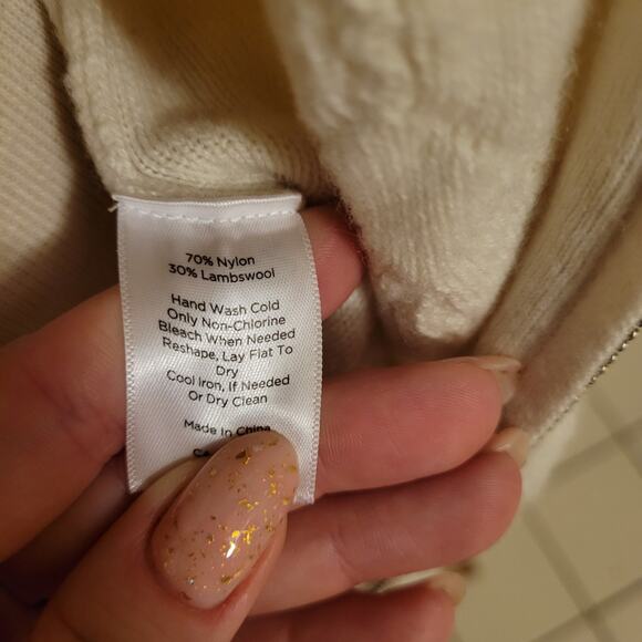 Talbots Lambswool Blend Cable Knit Full Zip Up Front Sweater Cream Womens Size L - Picture 6 of 9